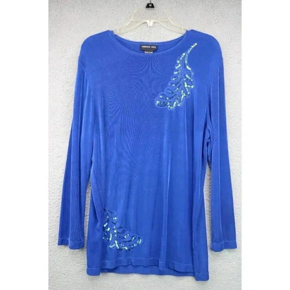 Morgan Cole Women's Cobalt Pant Suit-Medium-Liquid Knit-Sequins - Picture 2 of 12